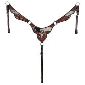Handmade Leather Horse Headstall with Multicolour Design Matching Breast Collar and Reins Durable Custom <b>Equestrian</b> Tack Set - Product Image 2