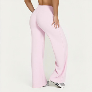Pantalons de yoga évasés pour femmes grandes tailles, taille haute, coupe bootcut, extensibles, doux, leggings de fitness, OEM ODM, vente en gros, logo personnalisé - Product Image 5