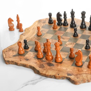 Handmade Modern Olive Wood Rectangle <b>Chess</b> Board Wavy Edged Design Stylish Legs Customized Shape Home Wedding Decor Adults Kids - Product Image 5