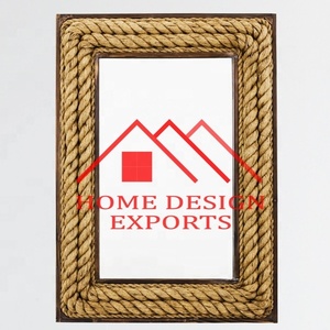Cadre de corde nouveau design grand miroir mural rectangulaire pour le salon taille personnalisée accepter hôtels décoratifs grande corde/jute - Product Image 1