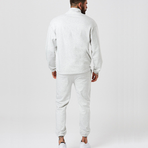 Survêtement décontracté gris uni pour homme, 100 % coton respirant, sweat-shirt à demi-zip avec poches latérales, idéal pour l'automne - Product Image 3