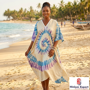 Women Printed <b>Kaftan</b> Dress Lightweight Comfortable <b>Beach</b> Wear Loose Fit Elegant Style Bulk Supply for Brands - Product Image 5