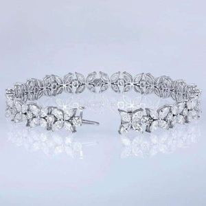 Bracelet tennis en moissanite motif feuille florale, bijou de luxe étincelant avec pierres marquise, cadeau élégant et remarquable pour femme - Product Image 5