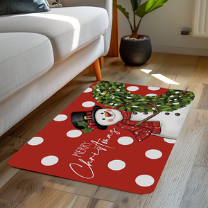 Alfombra de Felpa Navideña Antideslizante para Baño, Decoración Navideña para el Hogar, Diseño de Santa Claus y Árbol de Navidad - Product Image 6