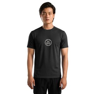 T-shirt Dry-X noir pour homme, léger, respirant, évacuant l'humidité, col rond, manches courtes, fitness, gym, entraînement, vêtements de sport - Product Image 1