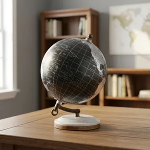 Globe terrestre décoratif noir et argenté pour la maison, le bureau, la salle d'étude, la décoration de bureau - Product Image 5