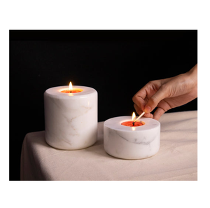 Natural <b>Marble</b> <b>Candle</b> Holder Tealight Stand White Stone Color Round Shape White Stone <b>Marble</b> <b>Candle</b> Holder - Product Image 1
