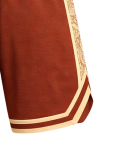 Shorts de basketball pour hommes orange rouille et beige, respirants, séchage rapide, pour entraînement sportif, gym, course à pied, athlétiques, taille élastique, personnalisables - Product Image 6