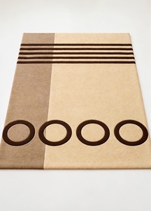 Alfombra Moderna de Diseño Geométrico con Círculos Beige y Marrón, Alfombra Suave con Rayas para Sala de Estar y Dormitorio - Product Image 3