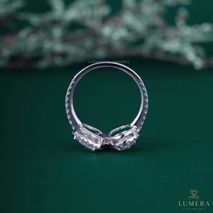 2.64CT Luxury Lab Grown Diamond 14K/18K Gold Pear Oval Cut Halo Engagement Two Stone Double Diamond Wedding Band <b>Ring</b> for Women - Product Image 6