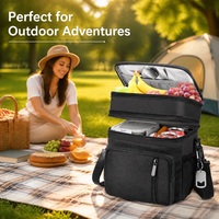 Sac de pique-nique isotherme extensible à double couche, glacière pliable pour les voyages, grande glacière pour le déjeuner, glacière de coffre