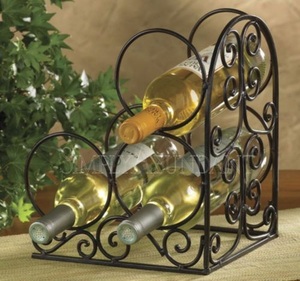 Porte-bouteilles décoratif en métal noir avec design en spirale, pour 3 bouteilles, idéal pour la maison, le bar ou la cuisine - Product Image 2