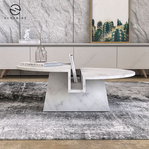 Table basse moderne en marbre avec rangement, meubles de salon - Product Image 6