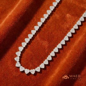 925 <b>Sterling</b> <b>Silver</b> Moissanite Heart Link Necklace Fashion <b>Chain</b> Jewelry New York City <b>Men</b> Women Fine Pendant Style Classic Chic - Product Image 2