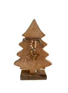Handmade Luxury Wooden Christmas Tree Decor with <b>Star</b> Top and Red Ornaments Traditional Holiday Tabletop Factory - Product Image 5