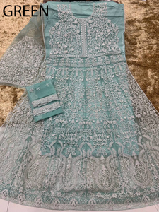 Indian Trendy Fashion for Women Long Heavy Net Anarkali Embroidered Modal Stretchable <b>Kurti</b> Gown Dupatta Wedding Partywear Suit - Product Image 2