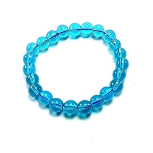 Bracelet rond en obsidienne aqua marine Feng Shui fait main pour hommes et femmes, perles rondes de 8 à 10 mm, bijoux de mode énergétiques - Product Image 1