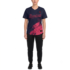 Camiseta de Béisbol/Sóftbol de Alta Calidad 100% Poliéster con Botones en la Parte Delantera, Absorbente de Humedad, para Atletas Femeninas, Manga Corta - Product Image 1