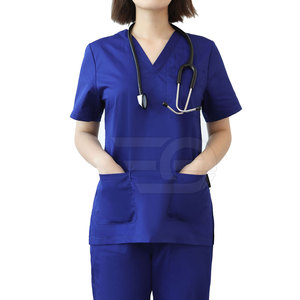 Fine Knitted 100% Cotton Men <b>Scrub</b> Suits Breathable Medical Uniform Set Soft Fabric Clinic Hospital Nurse Wear Comfortable Fit - Product Image 2
