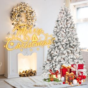Albero di Natale Artificiale Pre-Illuminato da 2,1 m con 500 Luci UL, 45 Pigne e 1124 Punte Effetto Neve - Product Image 6