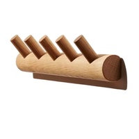 Porte-manteau mural en bois avec cinq pinces crochet à vêtements support bouton organisateur simple crochet mural moderne support en bois élégant