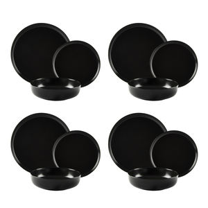 Service de table Excelsa 12 pièces, céramique nordique noire, vaisselle moderne - Product Image 2