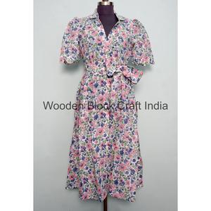 Vestido de Algodón Hecho a Mano, Estilo Bohemio, Ecológico, con Detalle de Botones, Manga Corta, Silueta en A, para Mujer, Casual, de Oficina - Product Image 3