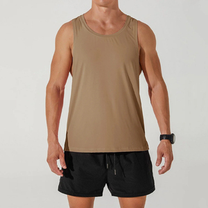 <b>Men's</b> Blue Sleeveless Tank Top O-Neck Solid Color Quick Dry Sporty Knitted <b>Vest</b> - Product Image 3