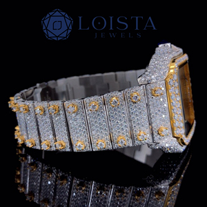 Reloj Personalizado con Logotipo, Diseño de Cielo Estrellado, Dorado, Estilo Hip Hop, con Cristales, Acero Inoxidable, para Hombre, Cuadrado, con Moissanita Árabe, Cuarzo - Product Image 3
