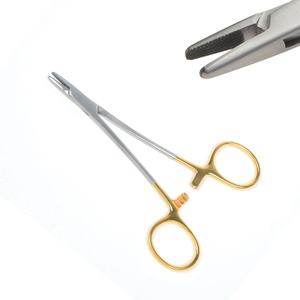 Porte-aiguille manuel Derf TC (10 cm) en carbure de tungstène avec manche doré |   Acier inoxydable pour instruments chirurgicaux ophtalmiques - Product Image 6