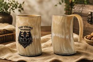 Nueva Jarra de Cuerno de Vaca Auténtica Hecha a Mano, Estilo Vikingo, Jarra para Beber Cerveza/Ale/Mead, Ecológica, Vintage Medieval - Product Image 2
