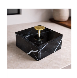 Vente flash - Boîte à bijoux carrée en marbre beige naturel - Boîte de rangement cosmétique - Organiseur - Prix incroyables - Product Image 3