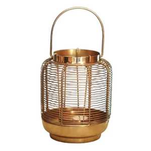 set of two <b>lanterns</b> rustic metal <b>lantern</b> glass <b>lantern</b> hexagonal frame <b>lantern</b> distressed brown finish <b>lantern</b> <b>candle</b> holder - Product Image 6