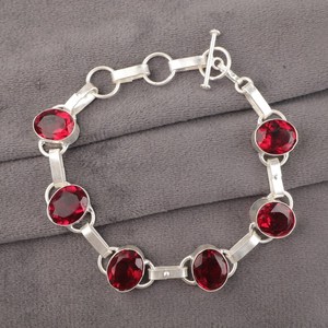 Pink Rubellite <b>Charm</b> <b>Bracelet</b> 925 Sterling <b>Silver</b> Adjustable Luxury Gemstone Jewelry Gift for Women Elegant Anniversary - Product Image 6