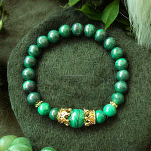 High Quality Natural Malachite Gemstone Bracelets with Copper Charms Non-dyed Gemstone Bracelet Jewelry <b>for</b> Men Women Wholesale - Product Image 2