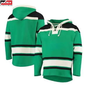 INDEX SPORTS WEAR Sudadera con Capucha Verde para Hombre, para Hockey sobre Hielo, Manga Larga, con Rayas, Transpirable, de Poliéster - Product Image 1