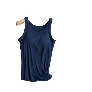 Women's Cotton With Cups Solid color Female Slim Sleeveless Casual <b>Vest</b> Solid Color Crop Lower Cut <b>Top</b> For Ladies - Product Image 2
