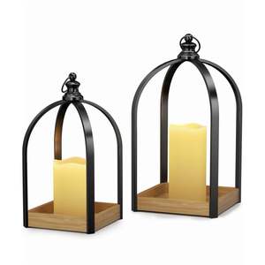 Ensemble de lanternes à bougies en métal noir moderne, lanternes décoratives de jardin, porte-bougie suspendu en fer pour la décoration de mariage et de la maison - Product Image 2