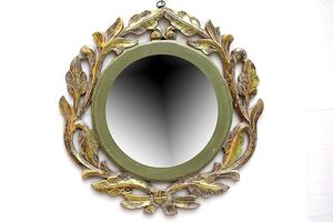 Hand Carved Round Wooden Wall <b>Mirror</b> Decorative Floral <b>Frame</b> <b>Mirror</b> Rustic Vintage Home Decor <b>Mirror</b> - Product Image 1