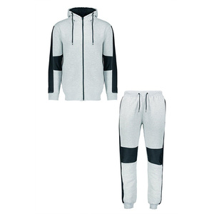 Men's Gray And Black Color Blocking <b>Tracksuit</b> Hooded Full Sleeve Zipper Sweatshirt And Pants Set Regular Fit Paneled <b>Tracksuit</b> - Product Image 6