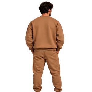 Mens Camel <b>Brown</b> Graphic Crewneck Sweatshirt Jogger Pants <b>Set</b> Casual Fleece Tracksuit <b>Gym</b> Streetwear Winter Athletic Sportswear - Product Image 3