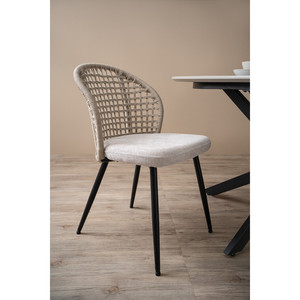 Chaise de salle à manger moderne de haute qualité avec dossier en corde, revêtement en tissu, pieds en métal durables, garantie 1 an, marque NESTHOUZ pour la maison - Product Image 3