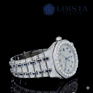 Loista Jewels Custom Classic Fashion Luxury Sport Iced <b>Arabic</b> Quartz Glass <b>Watch</b> Clarity Lab Created Diamond Stainless Steel - Product Image 3