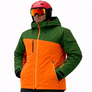 Custom Eco-Friendly Hooded <b>Ski</b> <b>Jacket</b> <b>Green</b> Orange Waterproof 10,000mm Windproof Primaloft Insulated Winter Outdoor Sportswear - Product Image 1