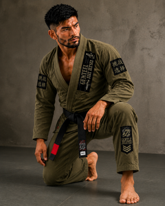 Jitsu GIS ชุดกิโมโน BJJ ของผู้ชายผ้าคอตตอนสีเขียวมะกอก100% ไข่มุกทอแบบพอดีปกติทนทาน Jitsu GI - Product Image 4