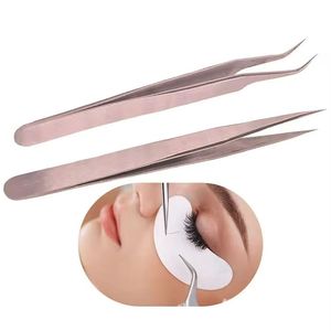 Juego de Pinzas Quirúrgicas de Precisión Morje de Acero Inoxidable para Extensión de Pestañas Postizas con Puntas Doradas Personalizables Serradas/Dentadas - Product Image 2