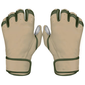 Gants de frappeur de baseball en cuir à manchette courte pour première base, avec sangle de poignet réglable et prise souple pour un mouvement de frappe fluide - Product Image 1