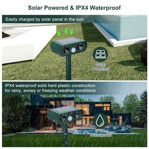 Répulsif à ultrasons solaire pour animaux, étanche IPX4, pour extérieur, ferme, jardin, cour, chasseurs de cerfs et lapins, taille US - Product Image 5