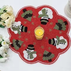 Luxury Seed Beads Beaded Embroidery <b>Dining</b> <b>Table</b> <b>Placemats</b> Stylish Handmade Seed Beaded Floral Embroidery <b>Table</b> Mats - Product Image 1