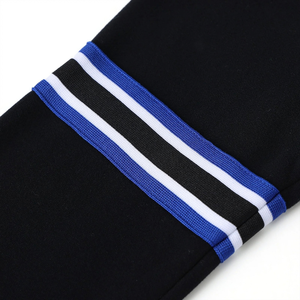 Sweat-shirt ras du cou en chenille noire pour femme, avec broderie bouclée, pull en molleton à manches rayées bleu et blanc, vente en gros OEM - Product Image 6